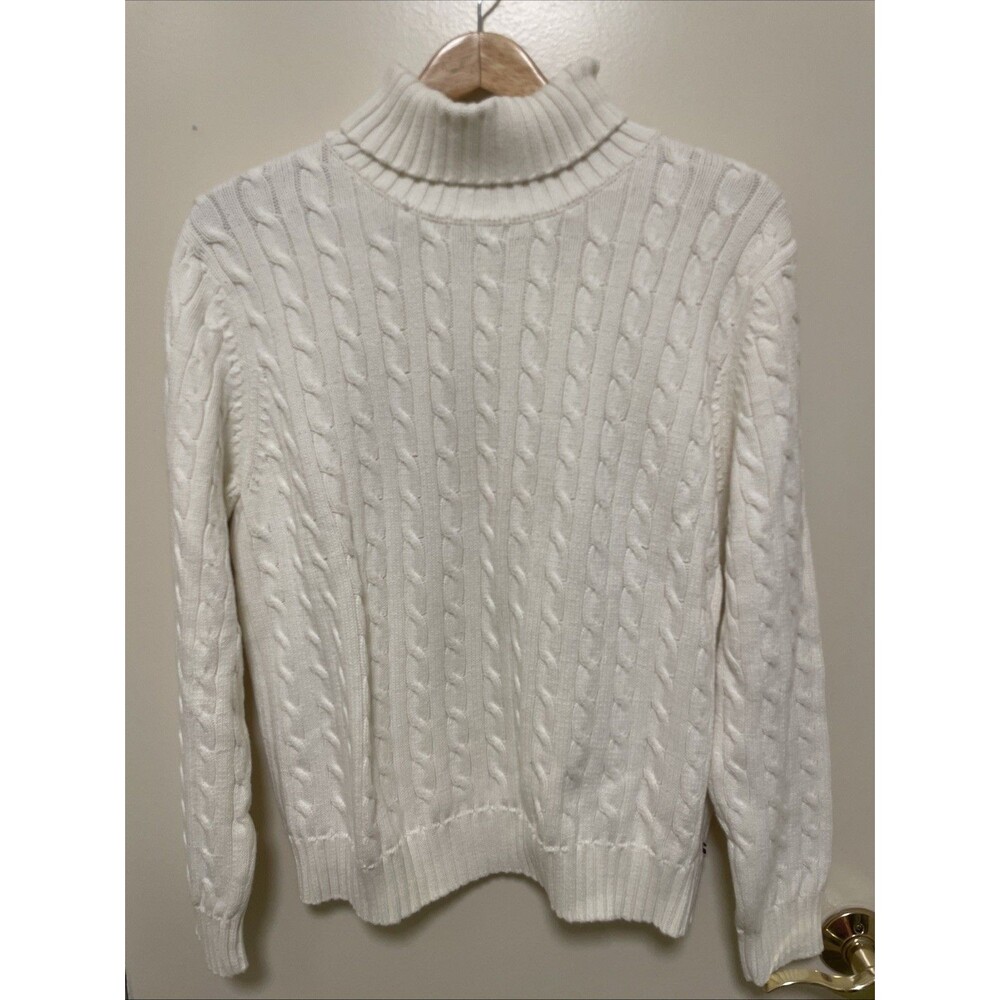 Vtg Y2K Tommy Hilfiger Women’s Cable-Knit Turtleneck Pullover Sweater Heavy